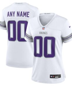 Women's Minnesota Vikings White Alternate Custom Game Jersey JS7787 nicesnker
