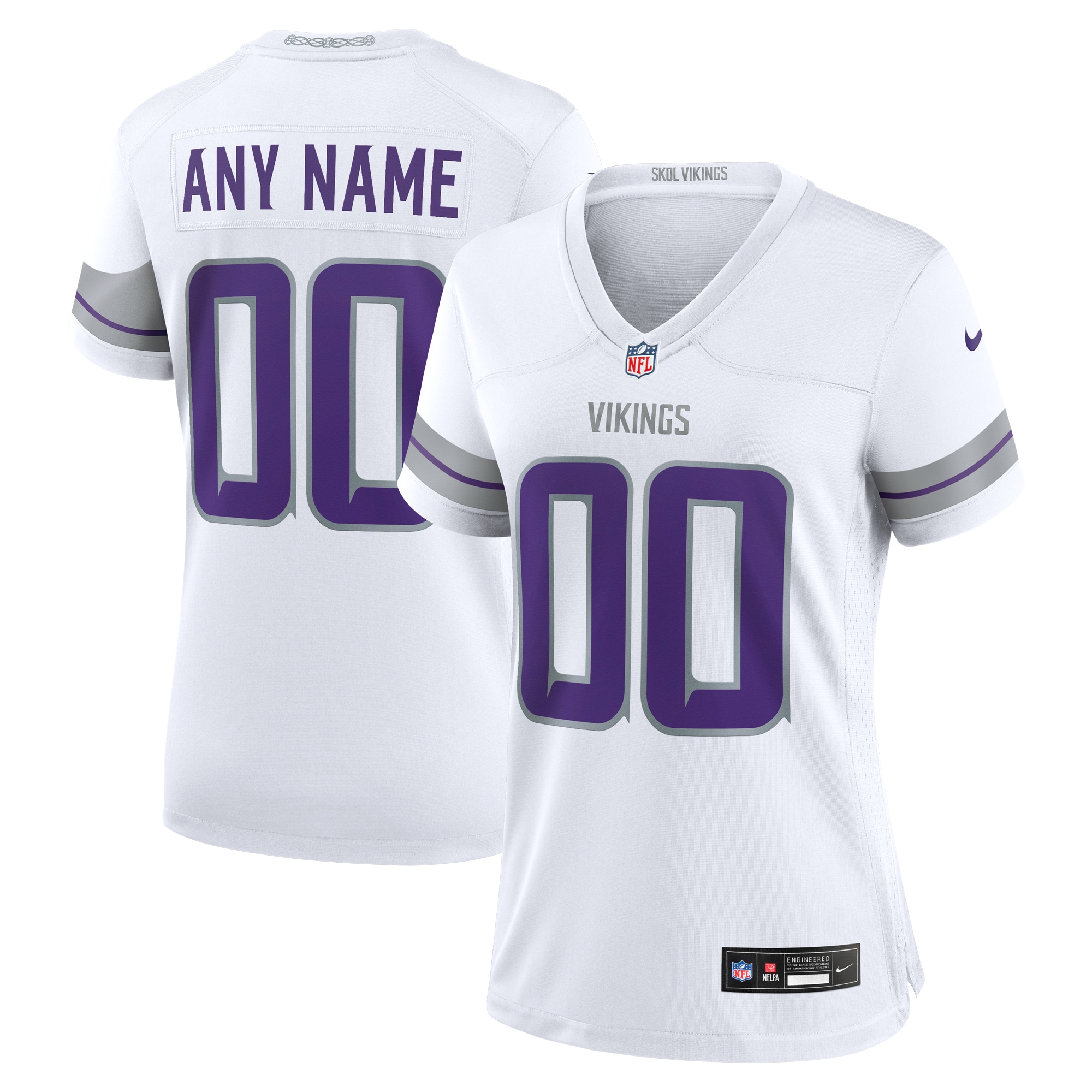 Women's Minnesota Vikings White Alternate Custom Game Jersey JS7787 nicesnker