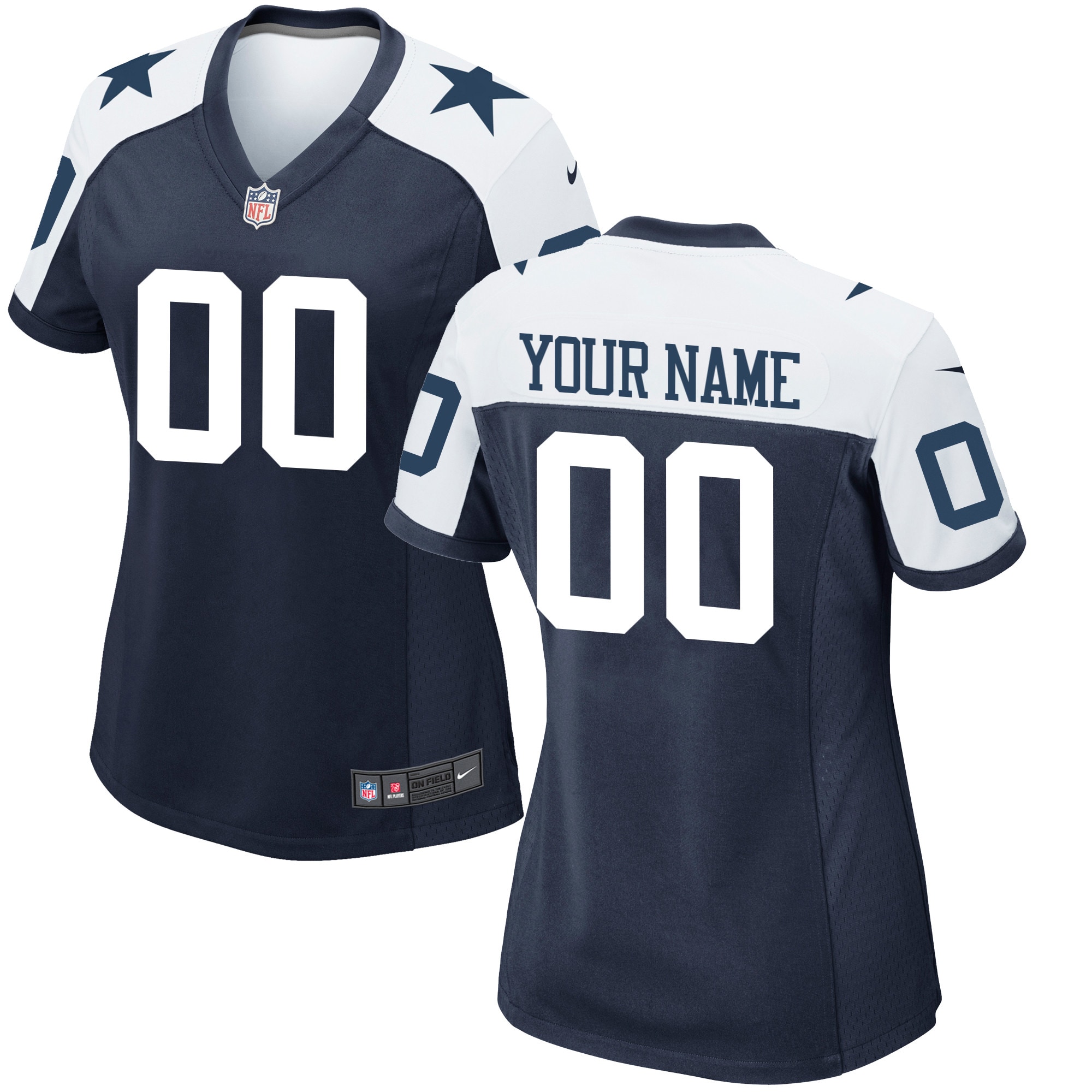 Women's Navy Dallas Cowboys Alternate Custom Game Jersey JS6664 nicesnker