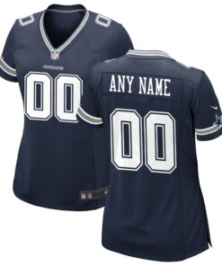 Women's Navy Dallas Cowboys Custom Game Jersey JS7945 nicesnker