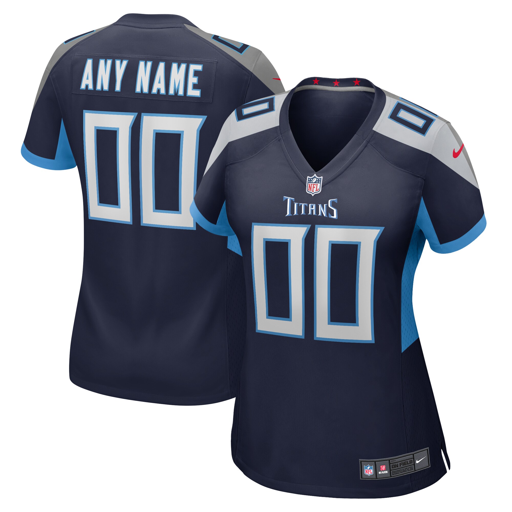 Women's Navy Tennessee Titans Custom Game Jersey JS7781 nicesnker