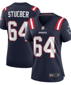 Women's New England Patriots Andrew Stueber Navy Game Player Jersey JS8263 nicesnker
