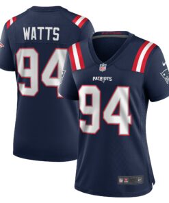Women's New England Patriots Armon Watts Navy Game Jersey JS8972 nicesnker