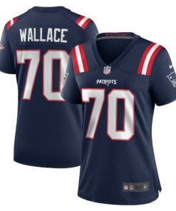 Women's New England Patriots Caedan Wallace Navy Game Jersey JS8944 nicesnker