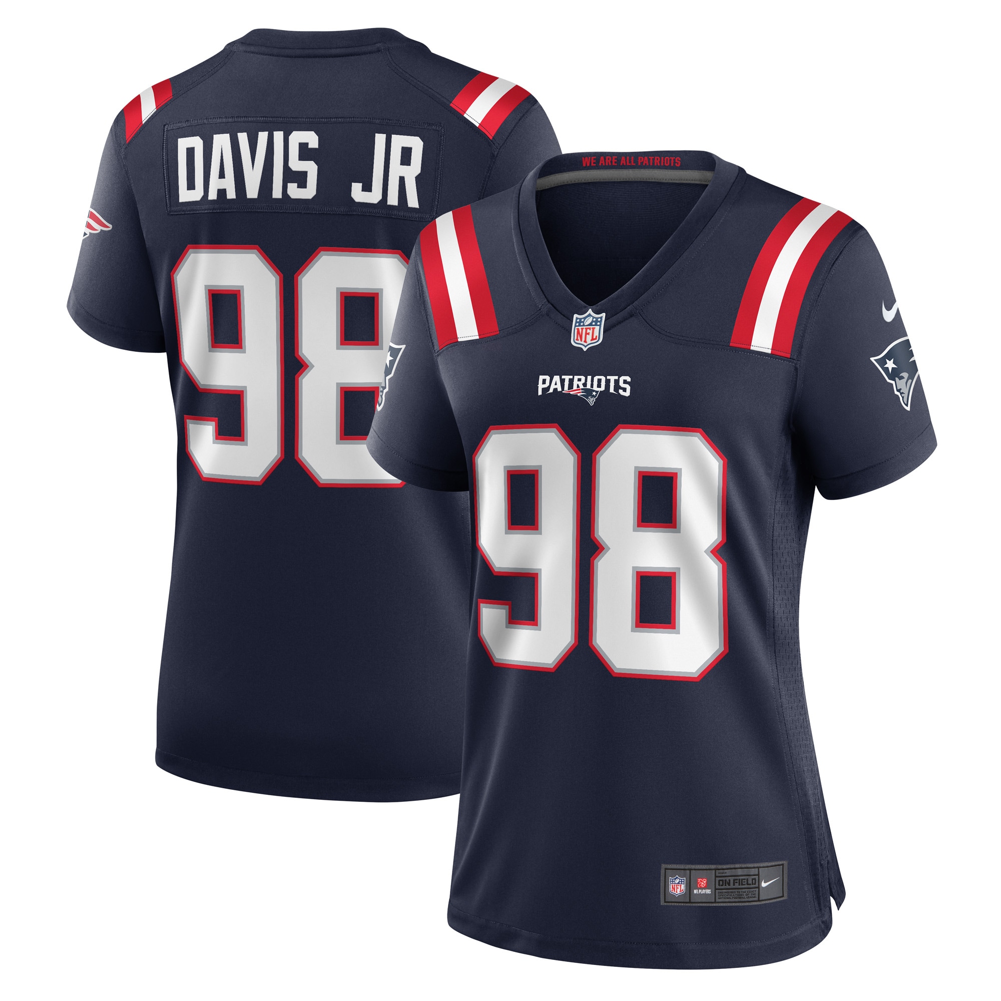 Women's New England Patriots Carl Davis Jr. Navy Game Player Jersey JS2569 nicesnker