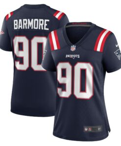 Women's New England Patriots Christian Barmore Navy Player Game Jersey JS7546 nicesnker