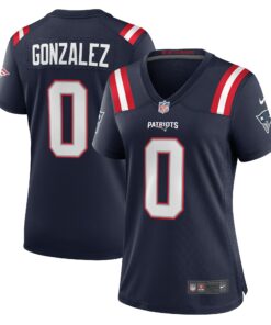 Women's New England Patriots Christian Gonzalez Navy Team Game Jersey JS5153 nicesnker