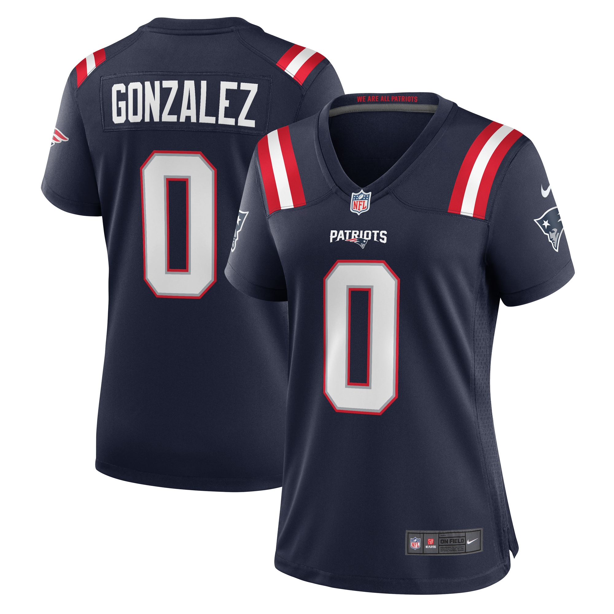 Women's New England Patriots Christian Gonzalez Navy Team Game Jersey JS5153 nicesnker