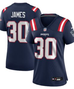 Women's New England Patriots D.J. James Navy Team Game Jersey JS8433 nicesnker