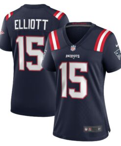 Women's New England Patriots Ezekiel Elliott Navy Game Player Jersey JS1841 nicesnker