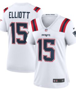 Women's New England Patriots Ezekiel Elliott White Game Player Jersey JS6763 nicesnker