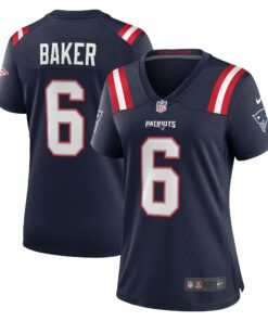 Women's New England Patriots Javon Baker Navy Team Game Jersey JS8056 nicesnker