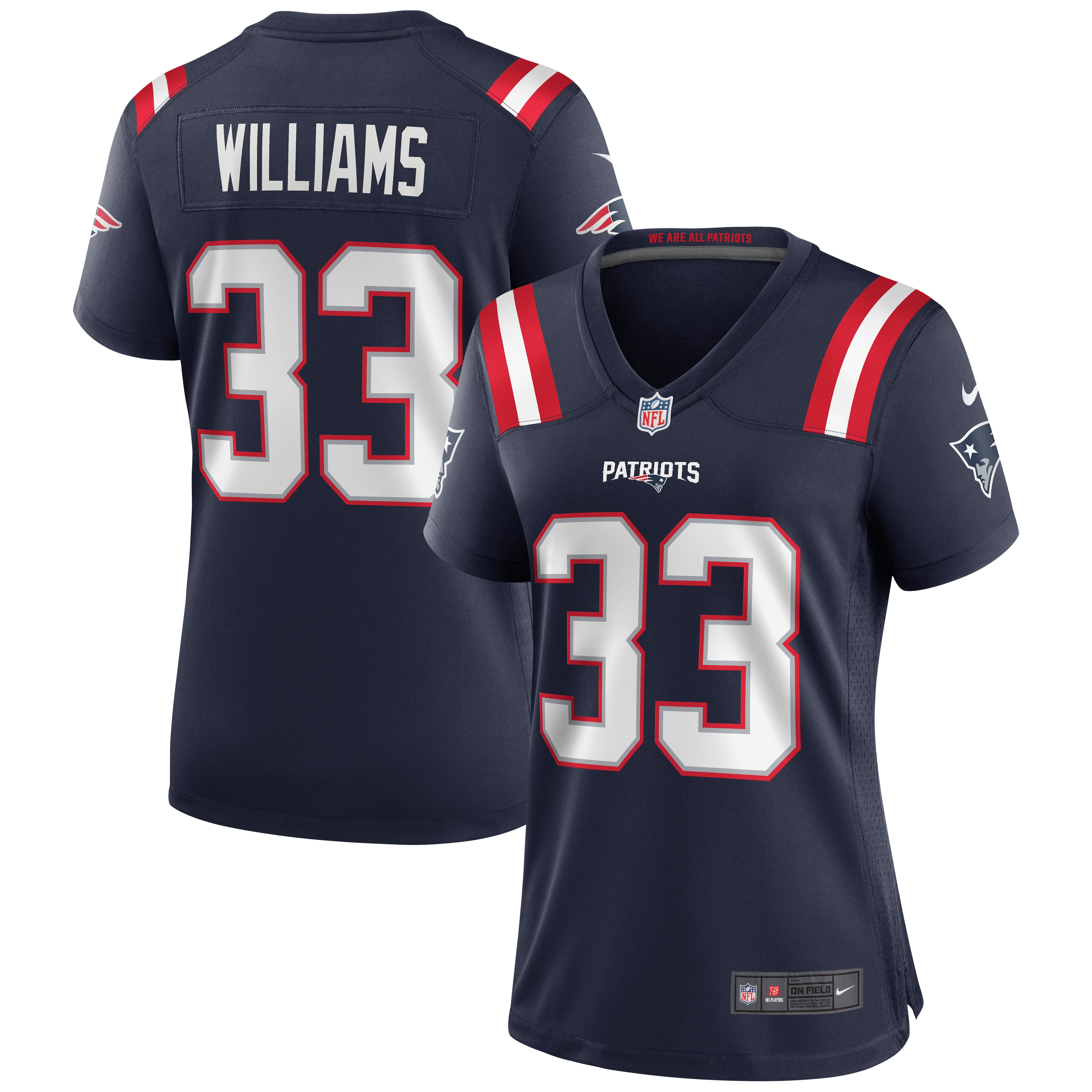 Women's New England Patriots Joejuan Williams Navy Game Jersey JS7813 nicesnker