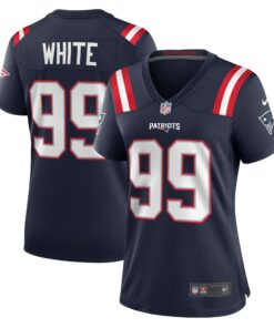 Women's New England Patriots Keion White Navy Team Game Jersey JS9810 nicesnker