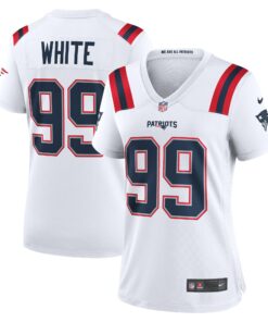 Women's New England Patriots Keion White White Game Jersey JS3078 nicesnker