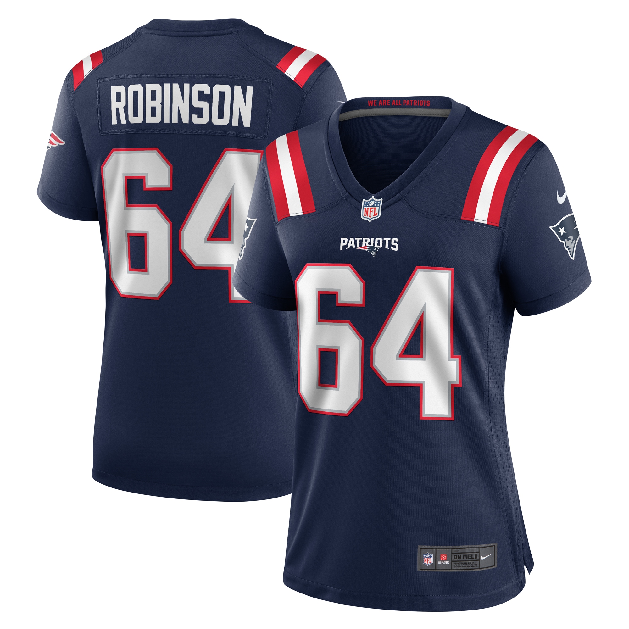 Women's New England Patriots Layden Robinson Navy Game Jersey JS3539 nicesnker