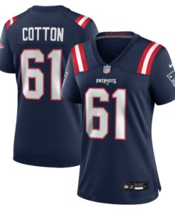 Women's New England Patriots Lester Cotton Sr. Navy Team Game Jersey JS3019 nicesnker