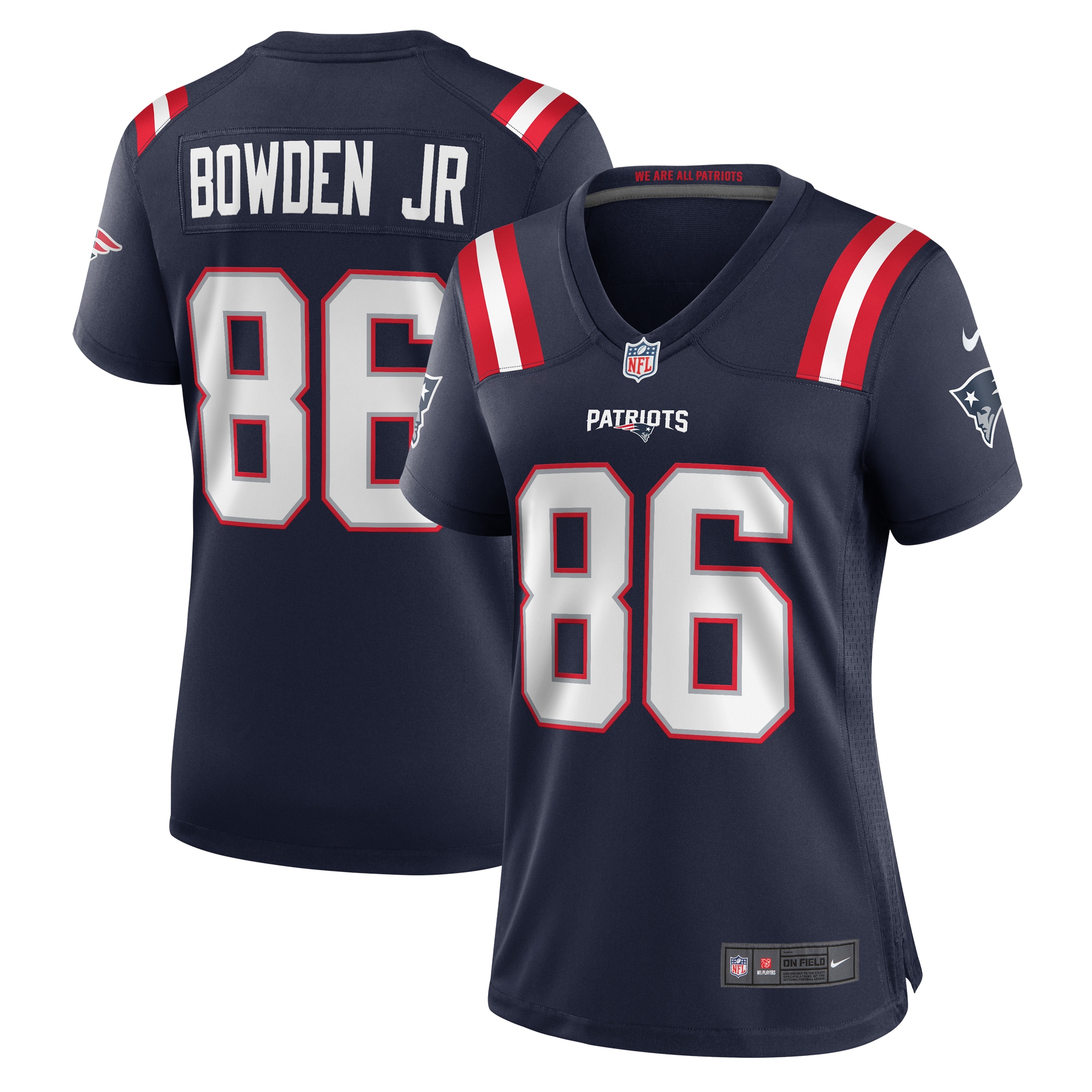 Women's New England Patriots Lynn Bowden Jr. Navy Home Game Player Jersey JS8523 nicesnker
