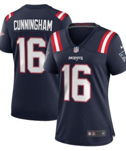 Women's New England Patriots Malik Cunningham Navy Team Game Jersey JS8696 nicesnker