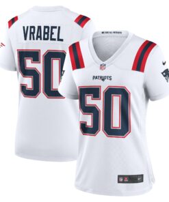 Women's New England Patriots Mike Vrabel White Retired Player Game Jersey JS7550 nicesnker