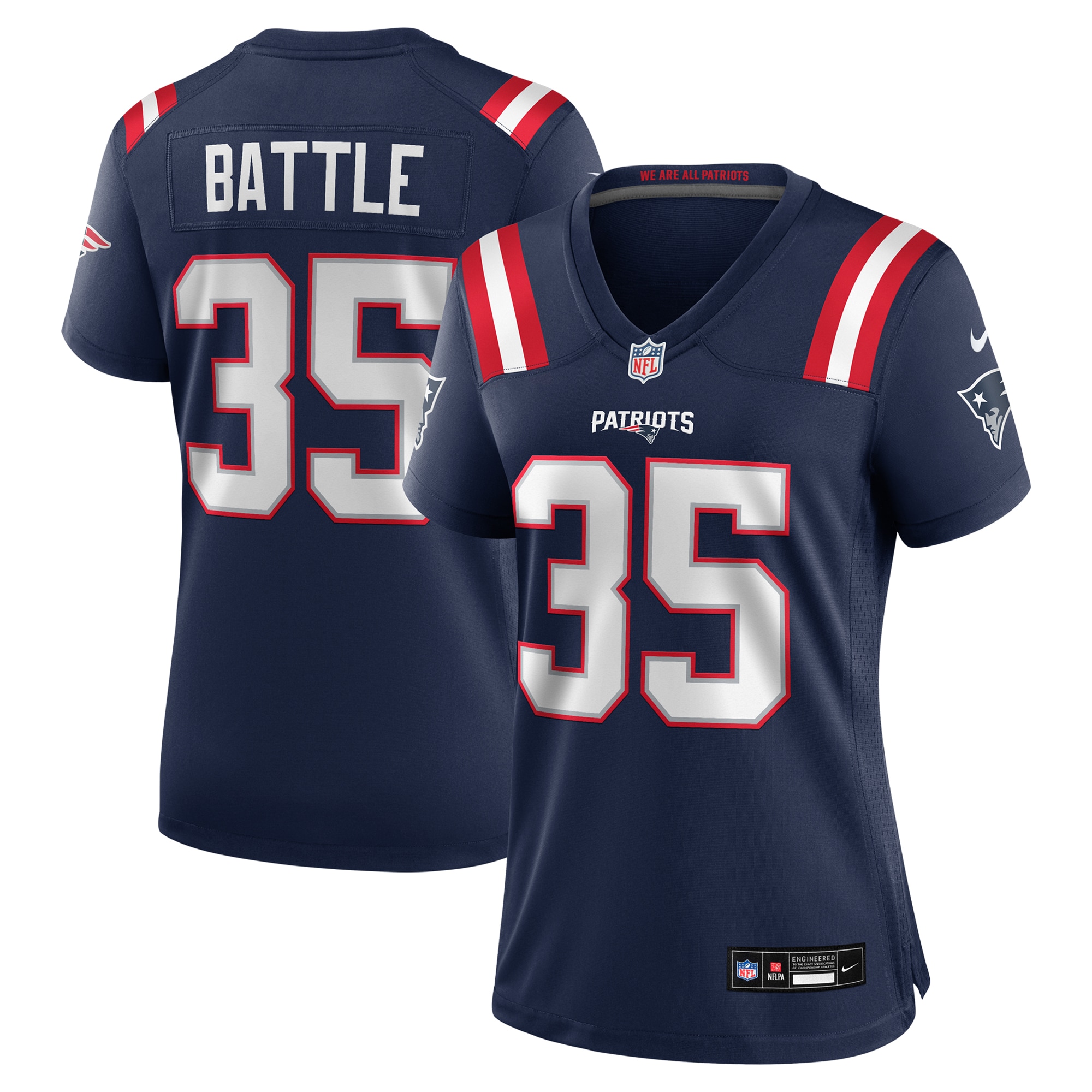 Women's New England Patriots Miles Battle Navy Game Jersey JS7117 nicesnker