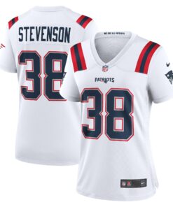 Women's New England Patriots Rhamondre Stevenson White Game Player Jersey JS1938 nicesnker