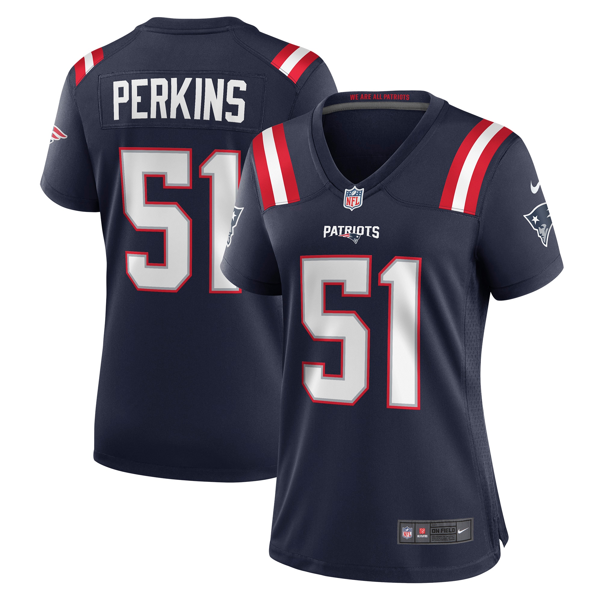 Women's New England Patriots Ronnie Perkins Navy Game Jersey JS7013 nicesnker