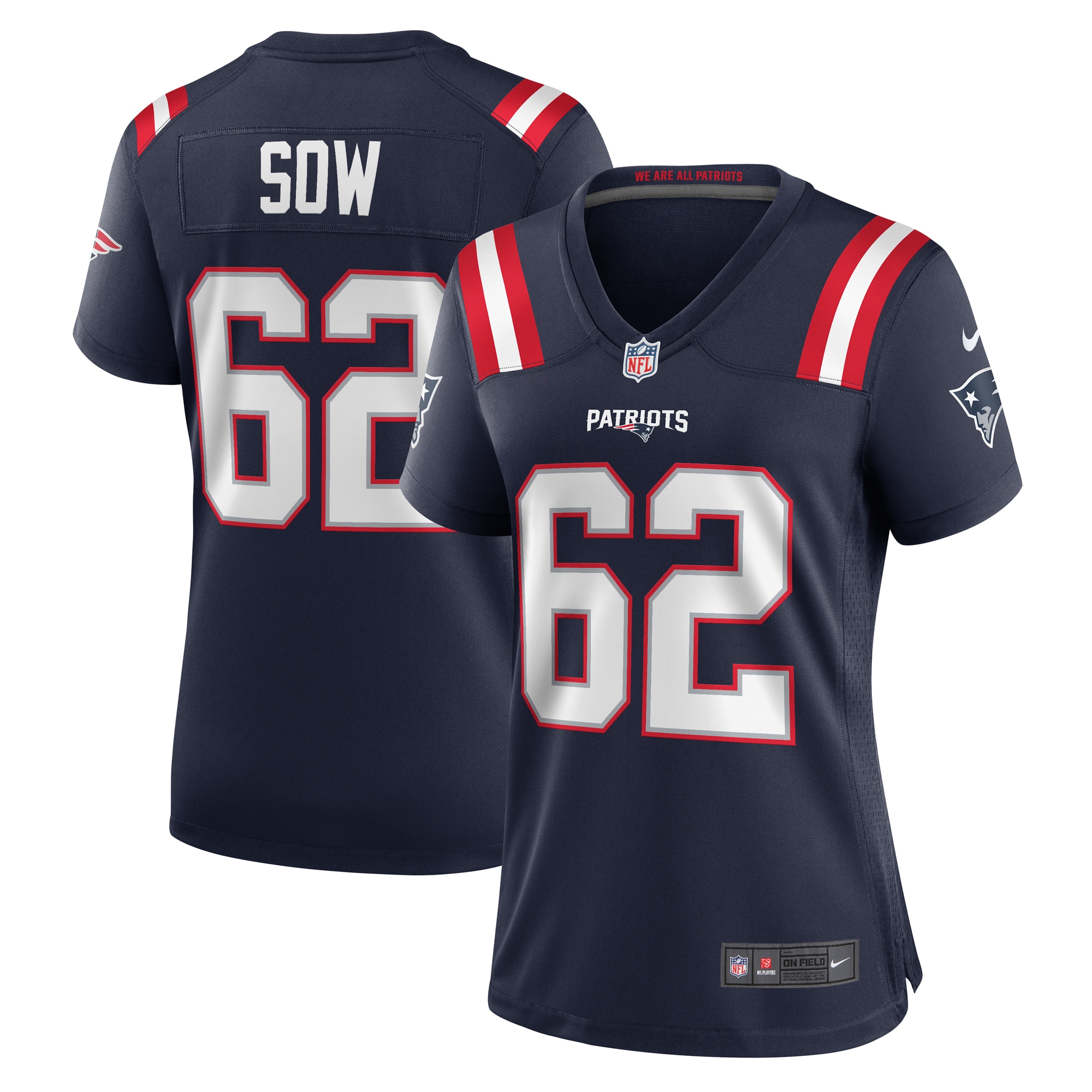 Women's New England Patriots Sidy Sow Navy Team Game Jersey JS7637 nicesnker