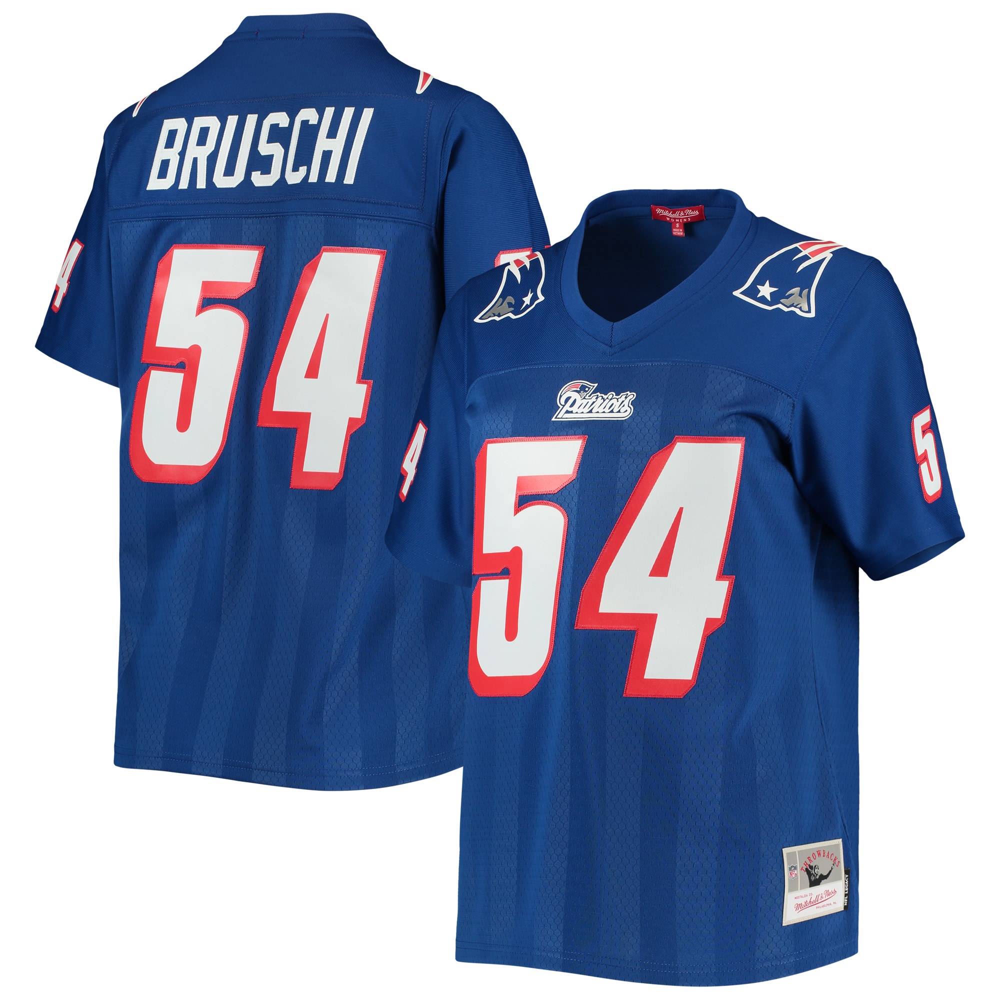 Women's New England Patriots Tedy Bruschi Mitchell & Ness Royal Legacy Player Jersey JS5070 nicesnker