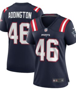 Women's New England Patriots Tucker Addington Navy Home Game Player Jersey JS8539 nicesnker
