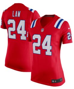 Women's New England Patriots Ty Law Red Retired Game Jersey JS4841 nicesnker