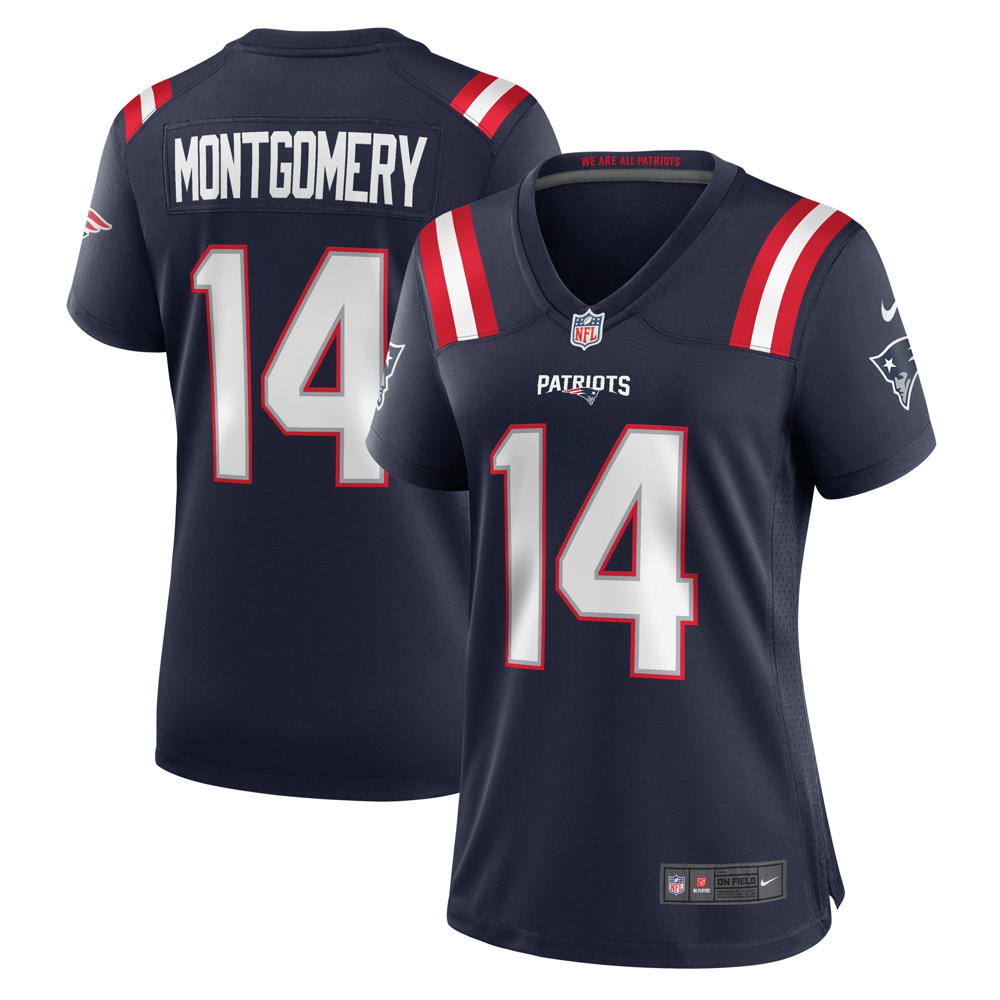 Women's New England Patriots Ty Montgomery Navy Player Game Jersey JS7563 nicesnker