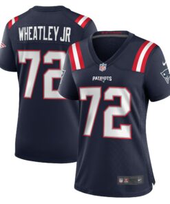 Women's New England Patriots Tyrone Wheatley Navy Team Game Jersey JS5313 nicesnker