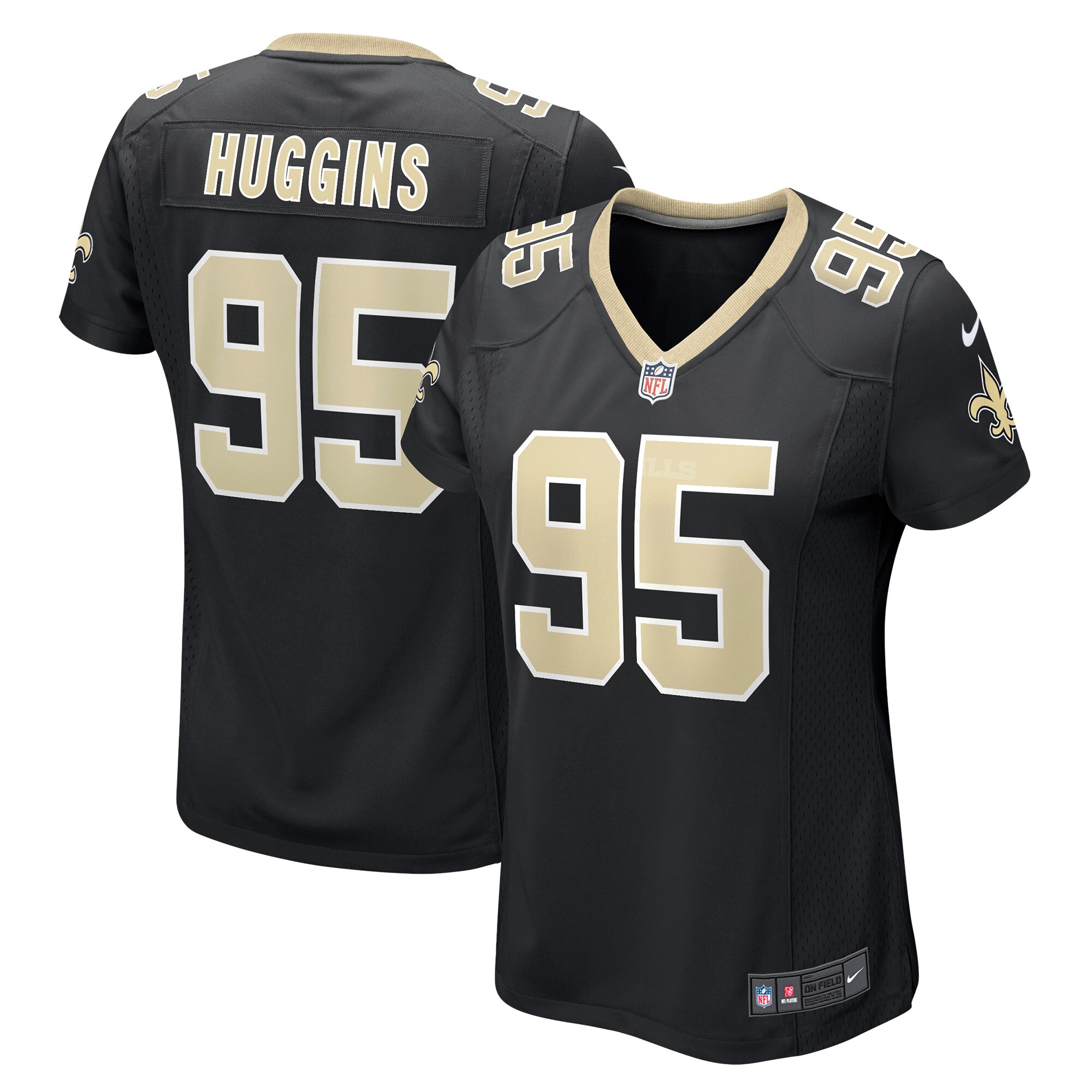 Women's New Orleans Saints Albert Huggins Black Player Game Jersey JS3285 nicesnker