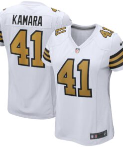 Women's New Orleans Saints Alvin Kamara White Alternate Game Player Jersey JS9919 nicesnker