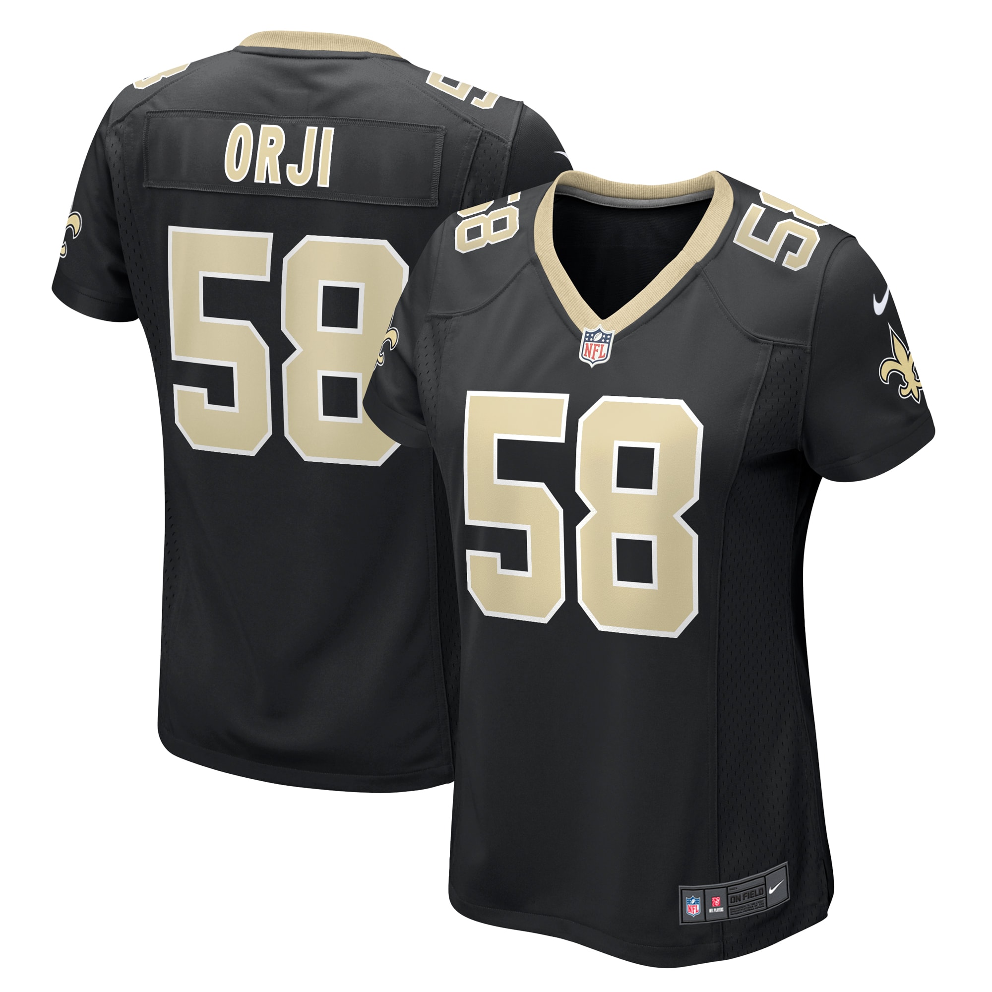 Women's New Orleans Saints Anfernee Orji Black Team Game Jersey JS8712 nicesnker