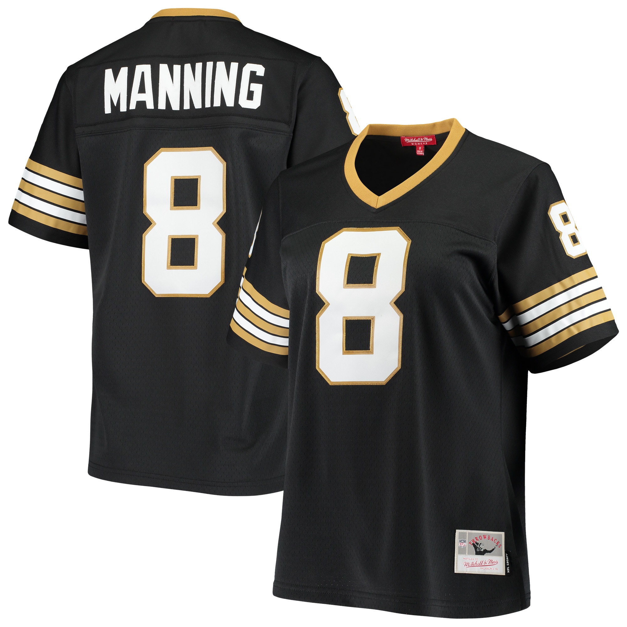 Women's New Orleans Saints Archie Manning Mitchell & Ness Black 1979 Legacy Jersey JS4202 nicesnker
