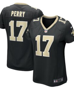 Women's New Orleans Saints A.T. Perry Black Team Game Jersey JS4122 nicesnker