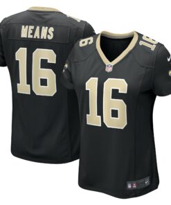 Women's New Orleans Saints Bub Means Black Game Jersey JS6199 nicesnker