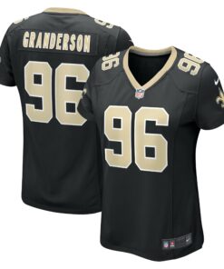 Women's New Orleans Saints Carl Granderson Black Game Jersey JS9349 nicesnker