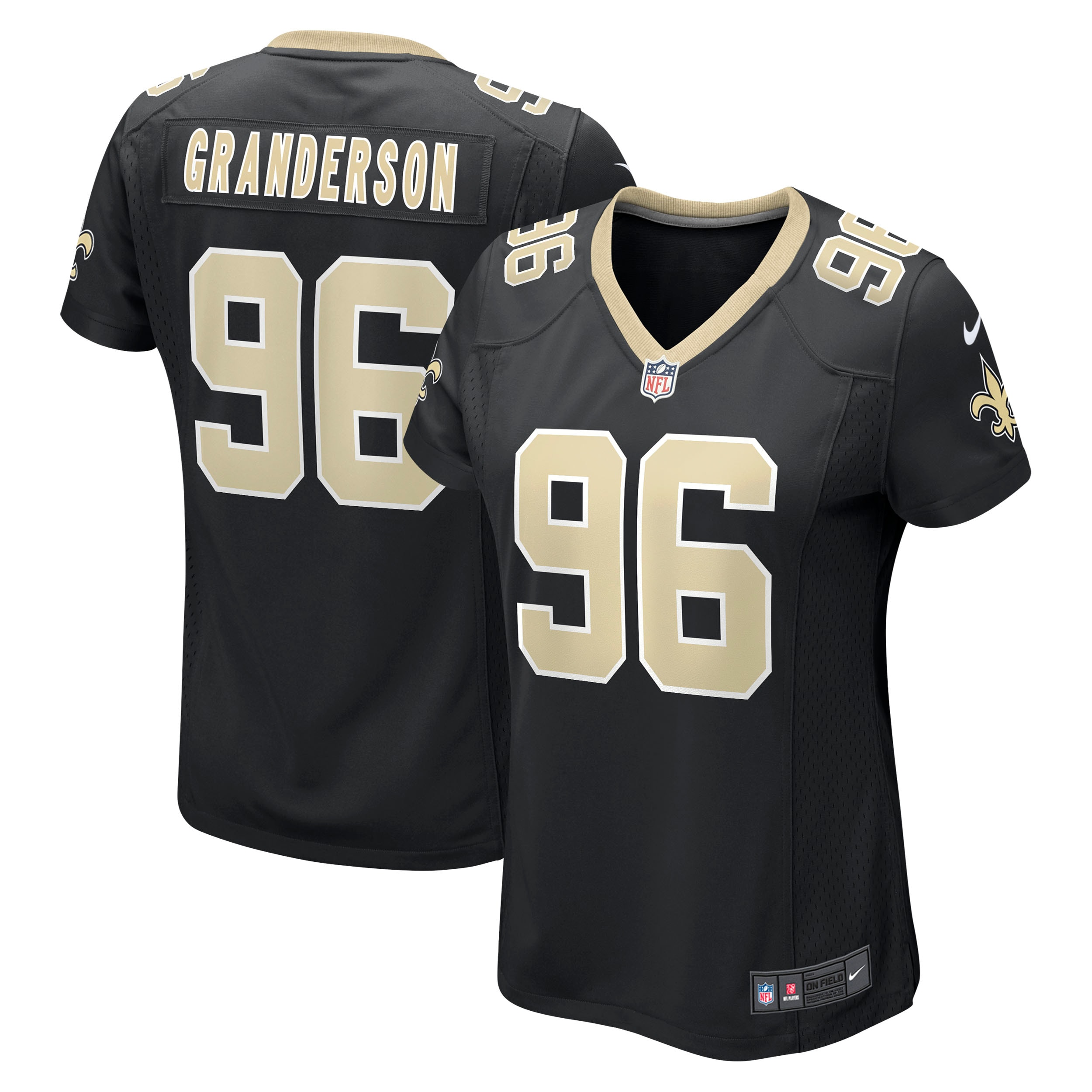 Women's New Orleans Saints Carl Granderson Black Game Jersey JS9349 nicesnker