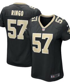 Women's New Orleans Saints Christian Ringo Black Game Player Jersey JS3636 nicesnker