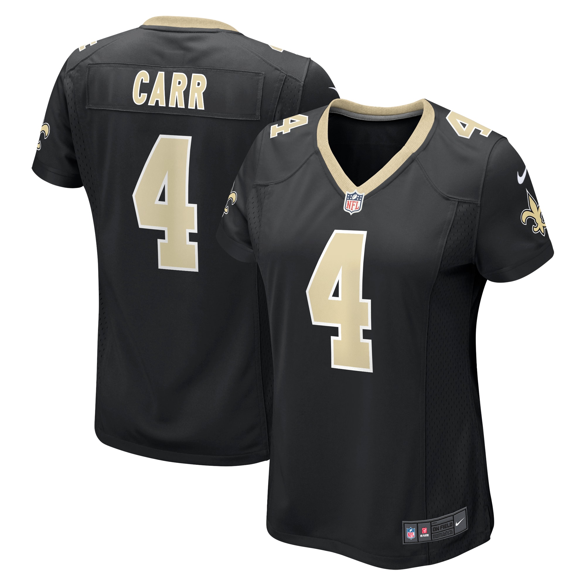 Women's New Orleans Saints Derek Carr Black Game Jersey JS4546 nicesnker