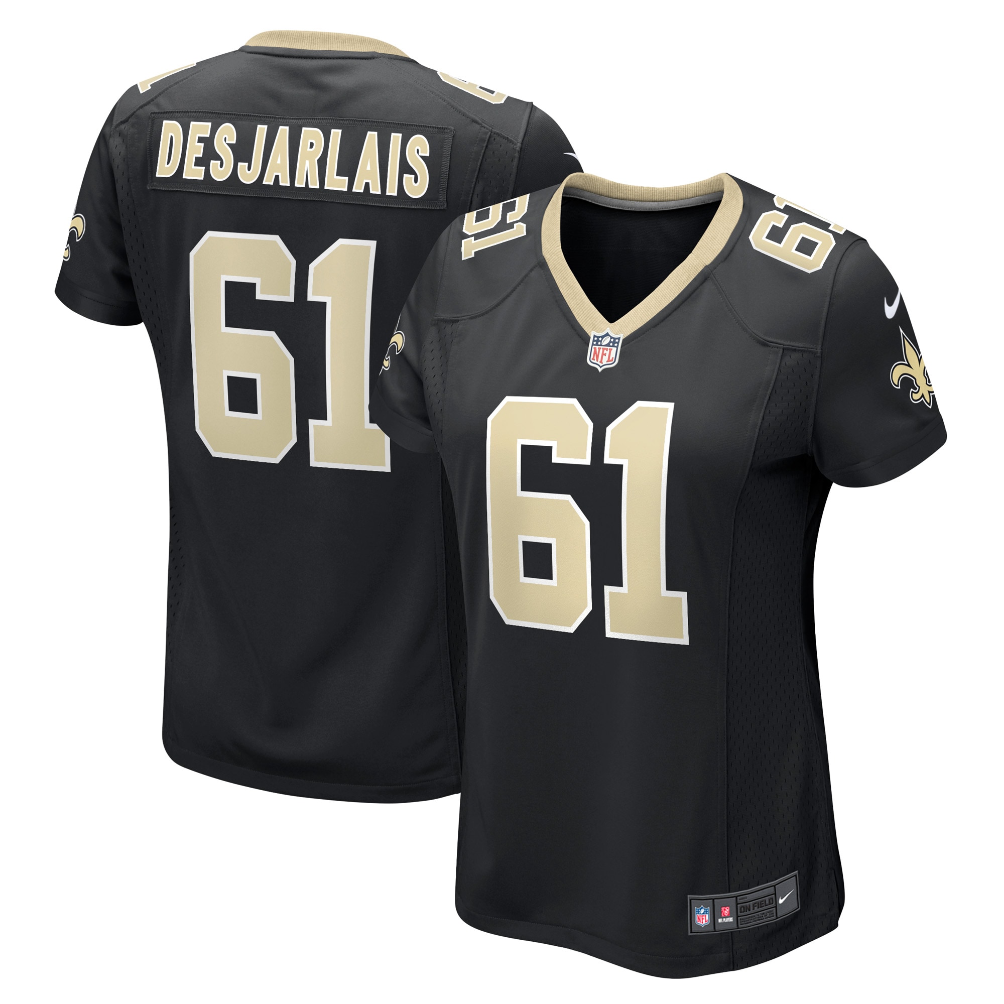 Women's New Orleans Saints Drew Desjarlais Black Game Player Jersey JS8898 nicesnker
