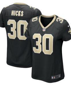 Women's New Orleans Saints Faion Hicks Black Game Jersey JS2121 nicesnker