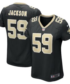 Women's New Orleans Saints Jackson Black Game Player Jersey JS3145 nicesnker