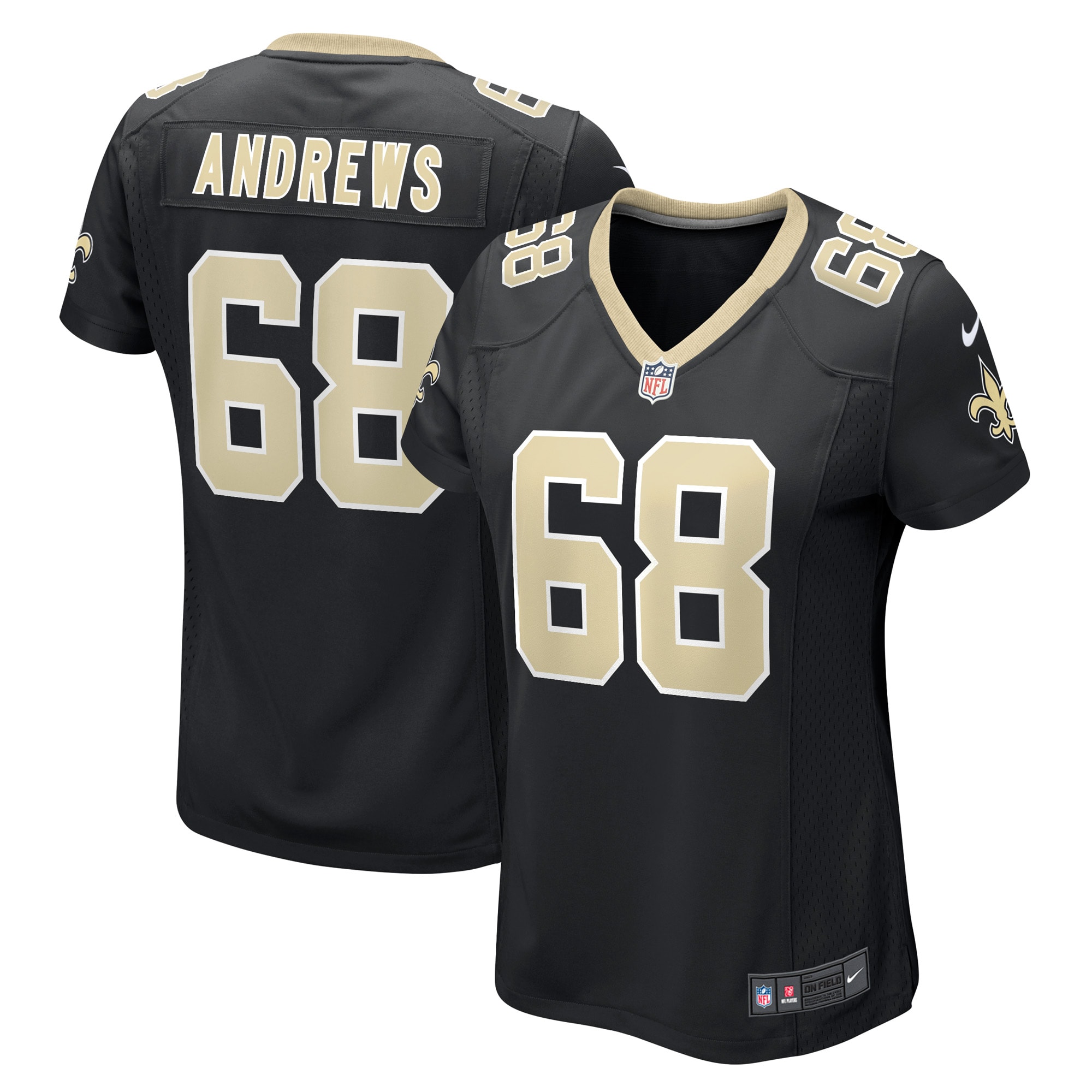 Women's New Orleans Saints Josh Andrews Black Game Player Jersey JS2443 nicesnker