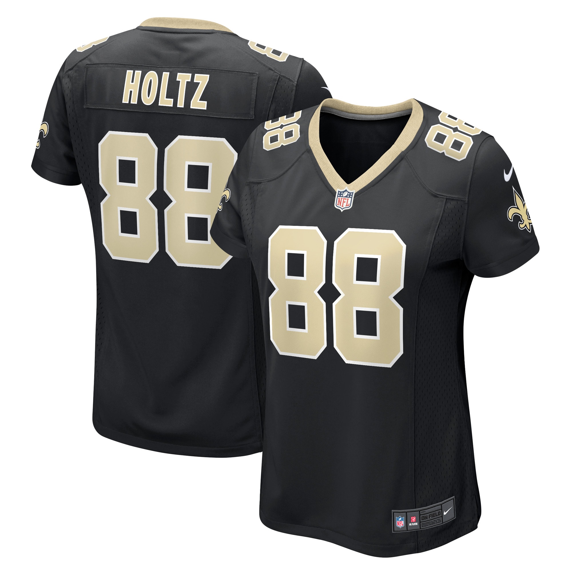 Women's New Orleans Saints J.P. Holtz Black Game Player Jersey JS9246 nicesnker