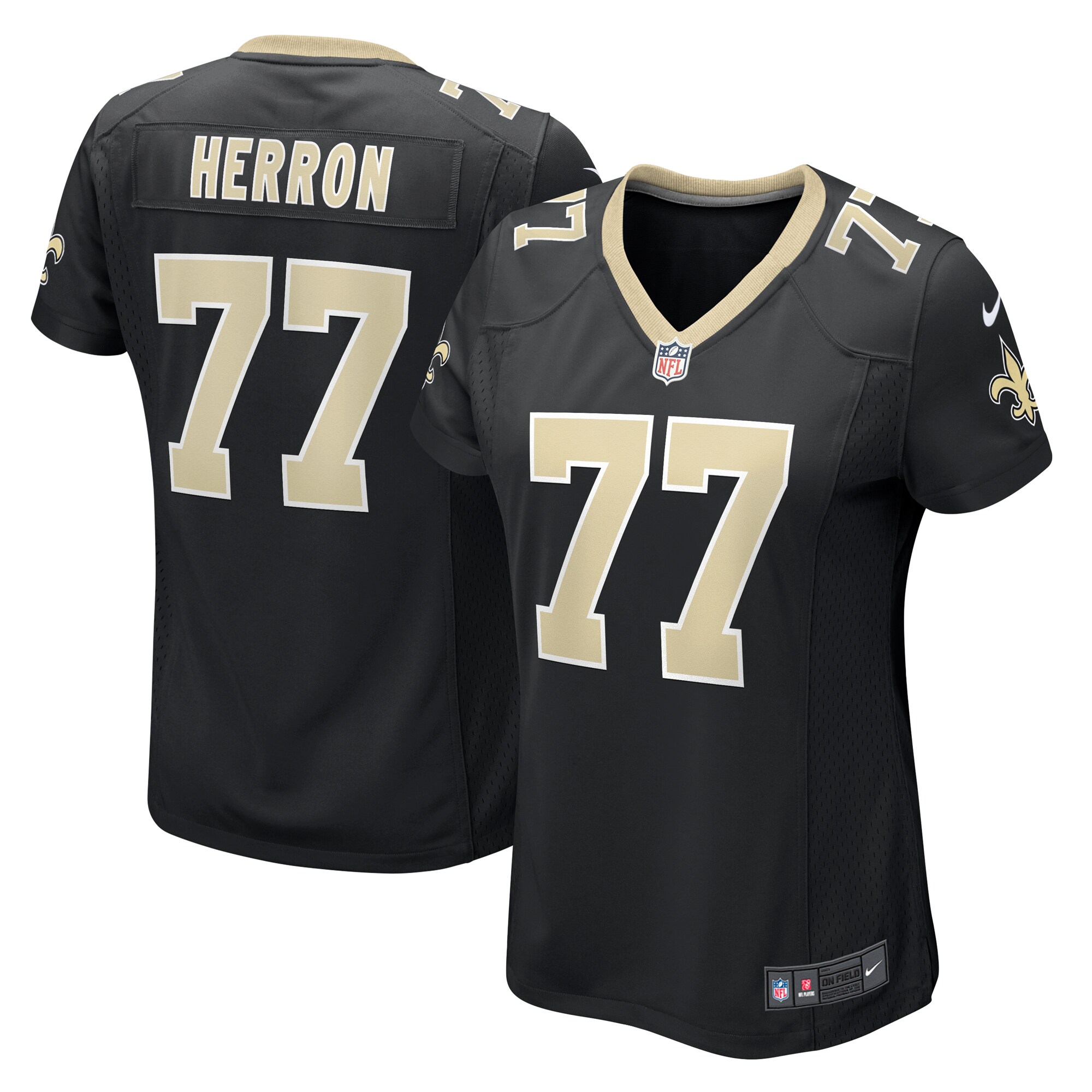 Women's New Orleans Saints Justin Herron Black Game Jersey JS7285 nicesnker