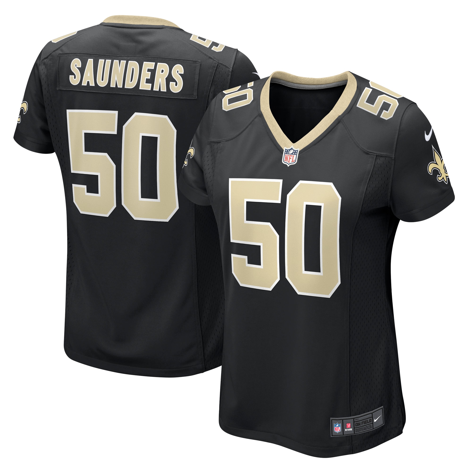 Women's New Orleans Saints Khalen Saunders Black Game Jersey JS1675 nicesnker